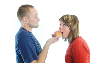 Image showing healthy couple with apple