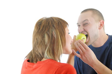 Image showing healthy couple with apple