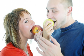 Image showing healthy couple with apple