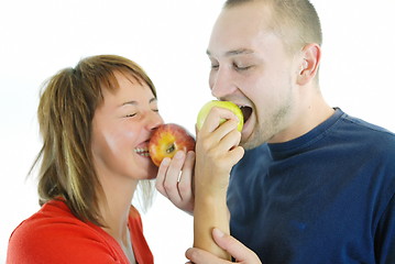 Image showing healthy couple with apple