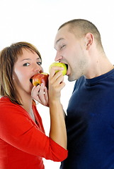 Image showing healthy couple with apple