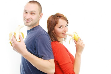 Image showing happy couple with fruits