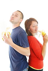 Image showing happy couple with fruits