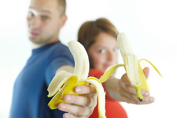 Image showing happy couple with bananas
