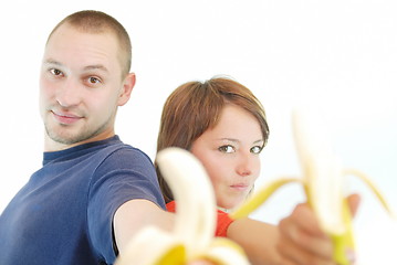 Image showing happy couple with bananas