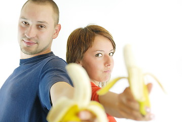 Image showing happy couple with bananas