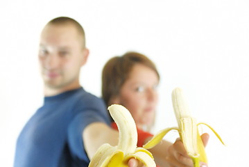 Image showing happy couple with bananas