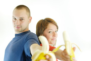 Image showing happy couple with bananas