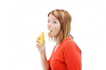 Image showing pretty girl with an banana