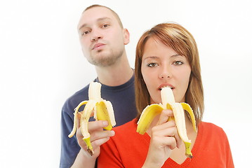 Image showing happy couple with bananas