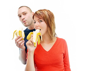 Image showing happy couple with bananas