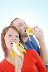 Image showing happy couple with bananas