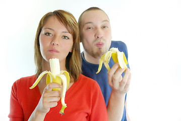 Image showing happy couple with bananas