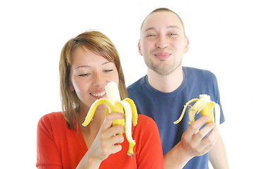 Image showing happy couple with bananas