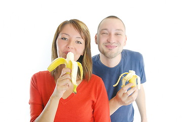Image showing happy couple with bananas