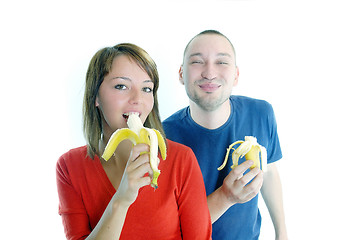 Image showing happy couple with bananas