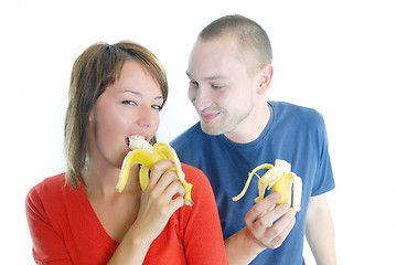 Image showing happy couple with bananas