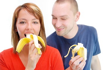 Image showing happy couple with bananas