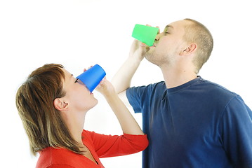 Image showing happy couple drink