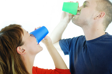 Image showing happy couple drink