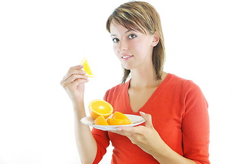 Image showing pretty girl with orange