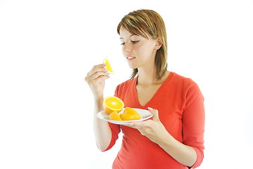 Image showing pretty girl with orange