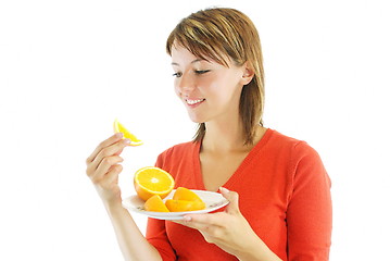 Image showing pretty girl with orange