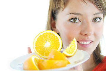 Image showing pretty girl with orange