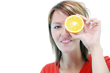 Image showing pretty girl with orange