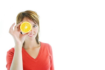 Image showing pretty girl with orange