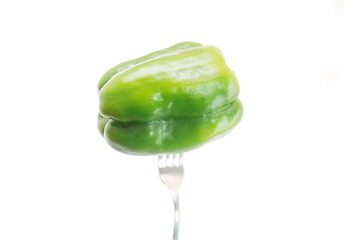 Image showing green pepper on fork