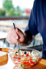 Image showing man eating healthy food it an restaurant