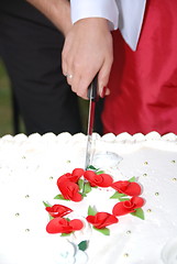 Image showing wedding pie slicing