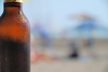 Image showing cold beer on beach