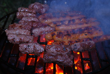 Image showing sausages on grill