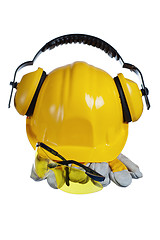 Image showing Safety gear kit close up over white 