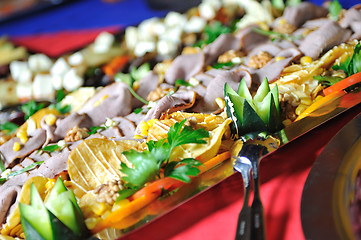 Image showing Catering food arrangement on table