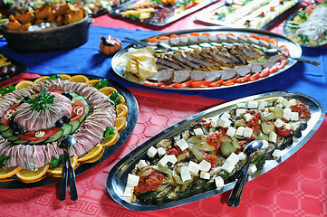 Image showing Catering food arrangement on table