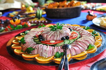 Image showing Catering food arrangement on table