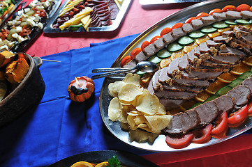 Image showing Catering food arrangement on table