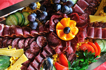 Image showing Catering food arrangement on table