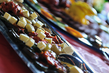 Image showing Catering food arrangement on table