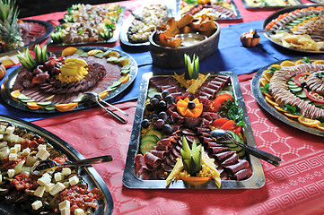 Image showing Catering food arrangement on table