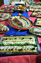 Image showing Catering food arrangement on table
