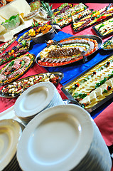 Image showing Catering food arrangement on table