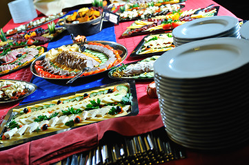 Image showing Catering food arrangement on table