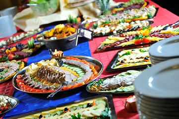 Image showing Catering food arrangement on table