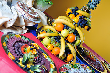 Image showing Catering food arrangement on table