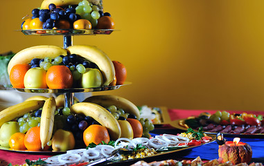 Image showing Catering food arrangement on table