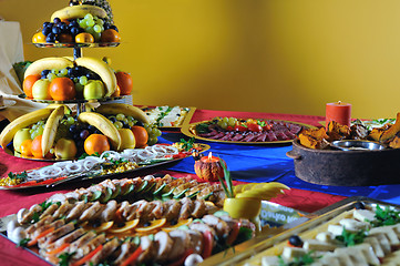 Image showing Catering food arrangement on table